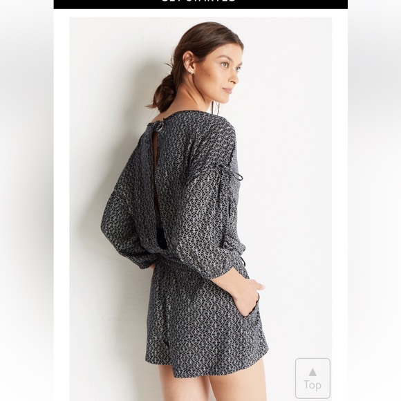 Grey State Rochelle Romper - Navy and White Tile Print - M - Picture 2 of 8